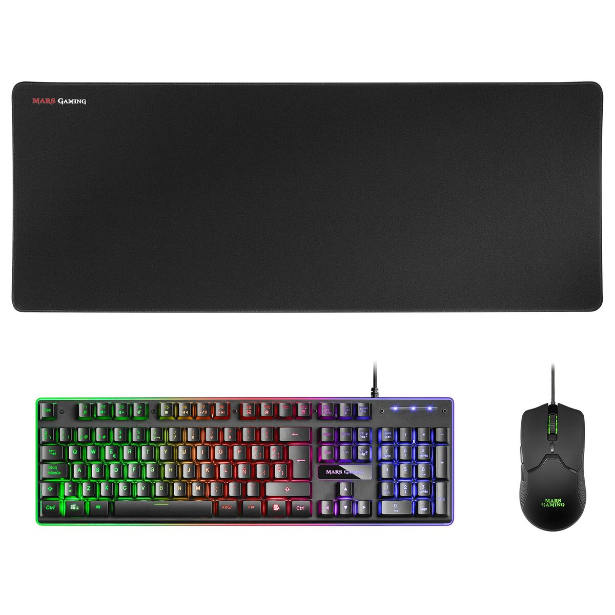 Clavier et Souris Gaming Mars Gaming MCPXBES Noir Espagnol Qwerty QWERTY