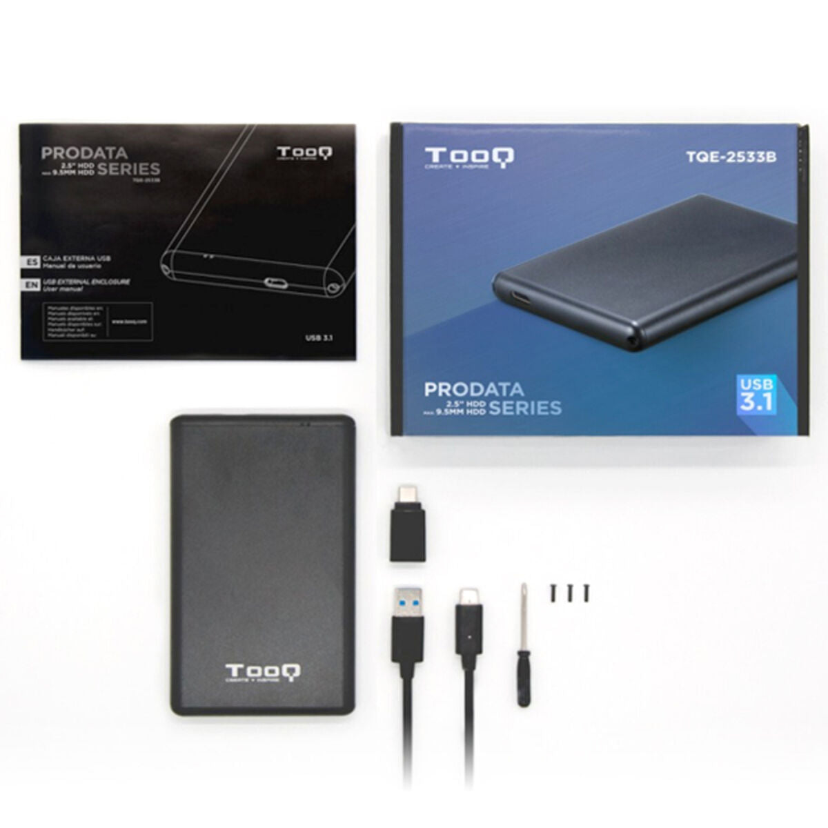 Boîtier pour disque dur TooQ TQE-2533B USB 3.1 Noir