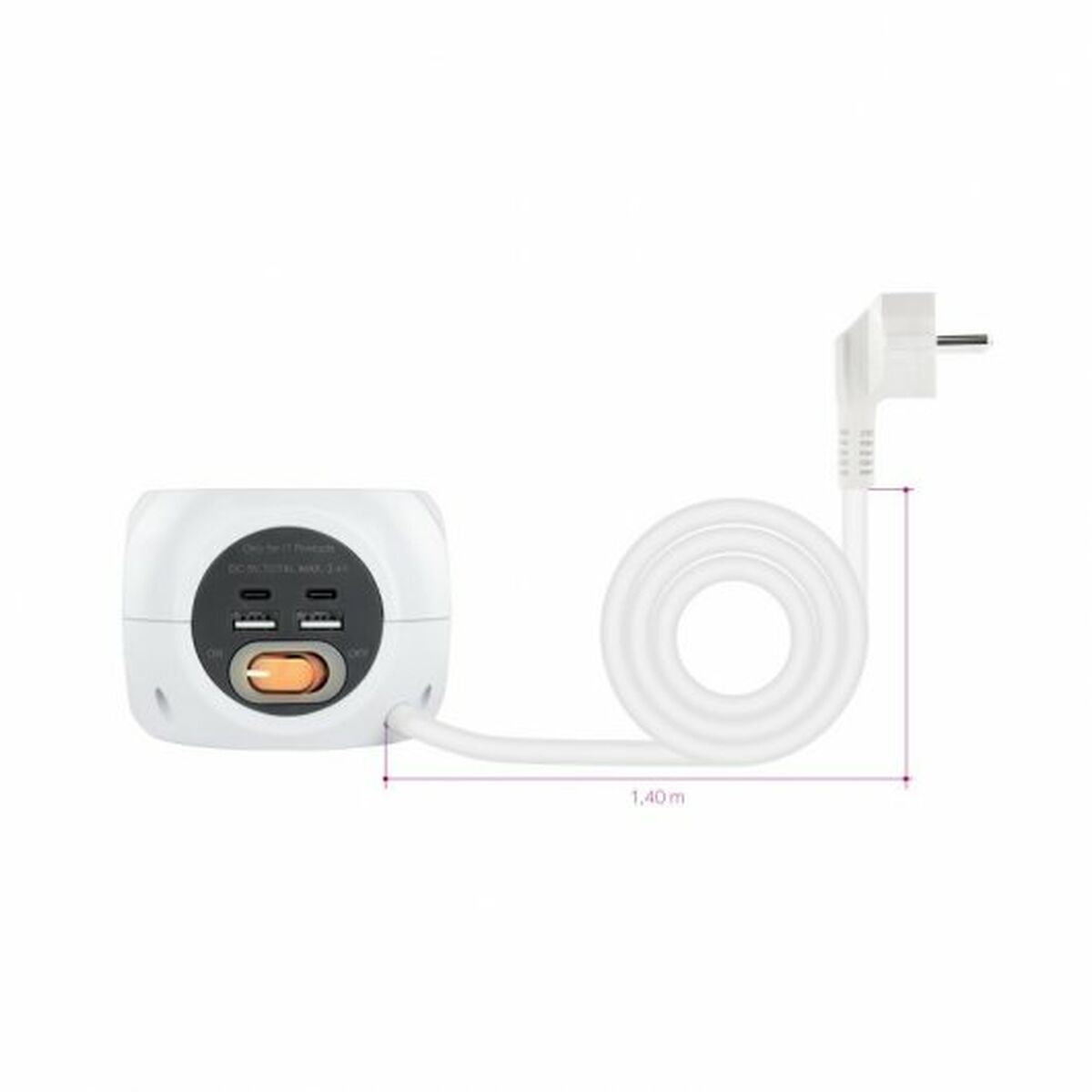 Réglette NANOCABLE 10.37.0004-BK Blanc 1,4 m