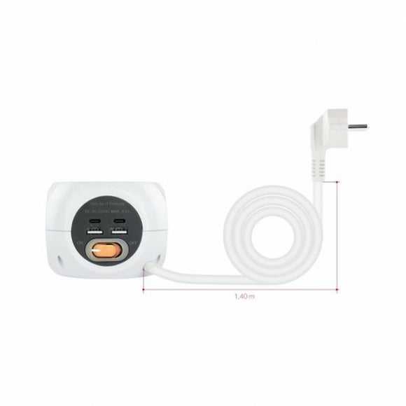 Réglette NANOCABLE 10.37.0004-BK Blanc 1,4 m