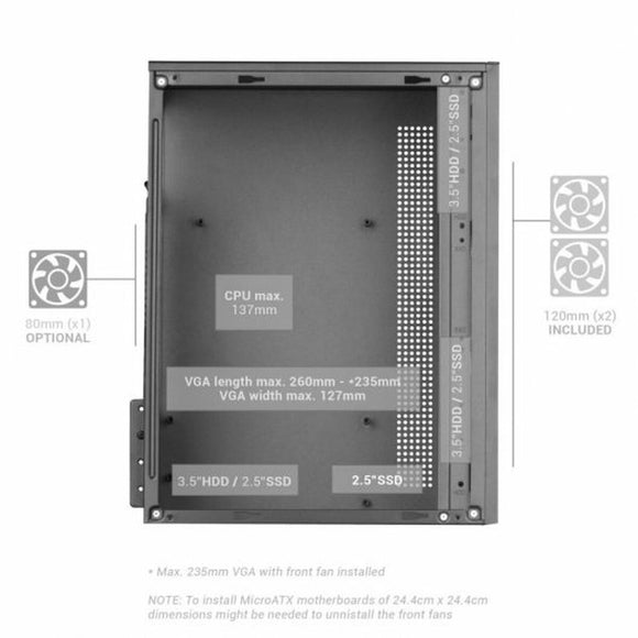 Boîtier ATX semi-tour Mars Gaming MC-CORE Blanc Noir